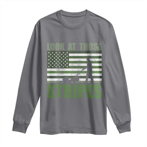 Funny Gardening Lawn Mower Long Sleeve Shirt Look At Those Stripes American Flag TS11 Charcoal Print Your Wear
