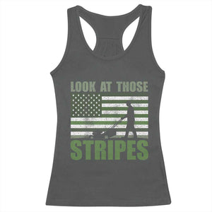 Funny Gardening Lawn Mower Racerback Tank Top Look At Those Stripes American Flag TS11 Dark Heather Print Your Wear