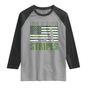 Funny Gardening Lawn Mower Raglan Shirt Look At Those Stripes American Flag TS11 Sport Gray Black Print Your Wear