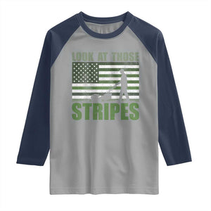 Funny Gardening Lawn Mower Raglan Shirt Look At Those Stripes American Flag TS11 Sport Gray Navy Print Your Wear