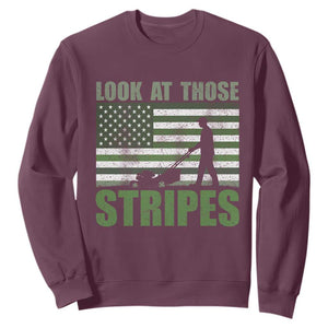 Funny Gardening Lawn Mower Sweatshirt Look At Those Stripes American Flag TS11 Maroon Print Your Wear