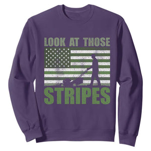 Funny Gardening Lawn Mower Sweatshirt Look At Those Stripes American Flag TS11 Purple Print Your Wear