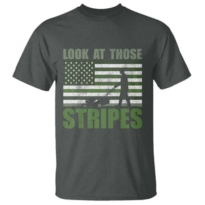 Funny Gardening Lawn Mower T Shirt Look At Those Stripes American Flag TS11 Dark Heather Print Your Wear