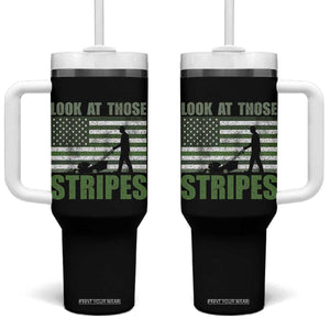 Funny Gardening Lawn Mower Tumbler With Handle Look At Those Stripes American Flag TS11 One Size: 40 oz Black Print Your Wear