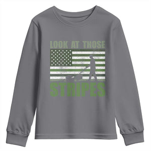 Funny Gardening Lawn Mower Youth Sweatshirt Look At Those Stripes American Flag TS11 Charcoal Print Your Wear