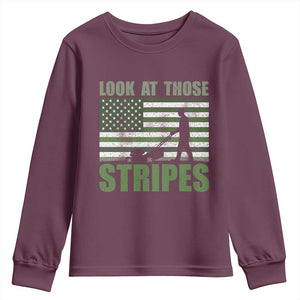 Funny Gardening Lawn Mower Youth Sweatshirt Look At Those Stripes American Flag TS11 Maroon Print Your Wear