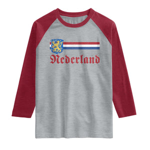 Nederland Holland Emblem Lion Vintage Dutch Flag Raglan Shirt