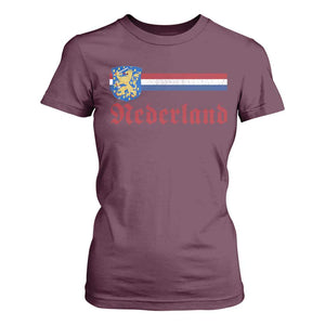 Nederland Holland Emblem Lion Vintage Dutch Flag T Shirt For Women