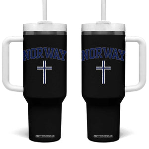 Norway Vintage Soccer Design The Nordic Cross Flag Tumbler With Handle TS11 One Size: 40 oz Black Print Your Wear