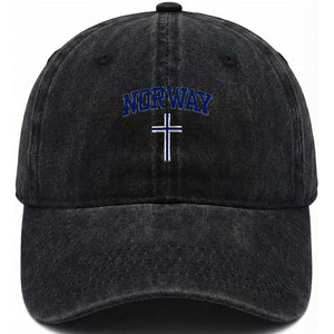Norway Vintage Soccer Design The Nordic Cross Flag Washed Cotton Baseball Cap