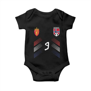 Norway Football Crest Jersey Style Baby Onesie Number 9 Viking Athletic for Soccer Fan