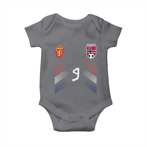Norway Football Crest Jersey Style Baby Onesie Number 9 Viking Athletic for Soccer Fan