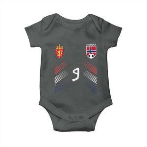 Norway Football Crest Jersey Style Baby Onesie Number 9 Viking Athletic for Soccer Fan