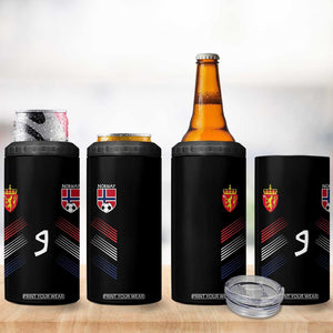 Norway Football Crest Jersey Style 4 in 1 Can Cooler Tumbler Number 9 Viking Athletic for Soccer Fan