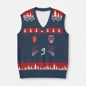 Norway Football Crest Jersey Style V-Neck Knit Sweater Vest Number 9 Viking Athletic for Soccer Fan