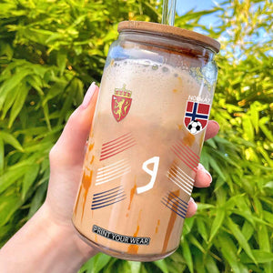 Norway Football Crest Jersey Style Glass Can Number 9 Viking Athletic for Soccer Fan