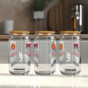 Norway Football Crest Jersey Style Glass Can Number 9 Viking Athletic for Soccer Fan