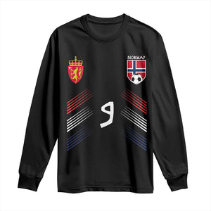 Norway Football Crest Jersey Style Long Sleeve Shirt Number 9 Viking Athletic for Soccer Fan