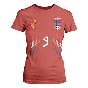 Norway Football Crest Jersey Style T Shirt For Women Number 9 Viking Athletic for Soccer Fan