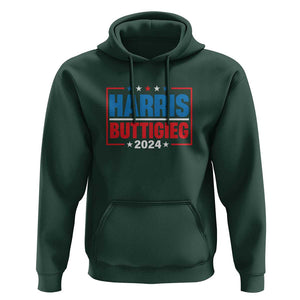 Harris Buttigieg 2024 Hoodie Presidential Election American Flag Star TS11 Dark Forest Green Print Your Wear