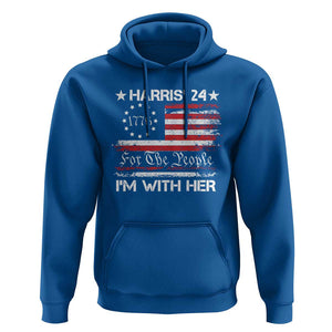 Harris'24 For The People I'm With Her Hoodie Vintage Betsy American Flag 2024 Election TS11 Royal Blue Print Your Wear
