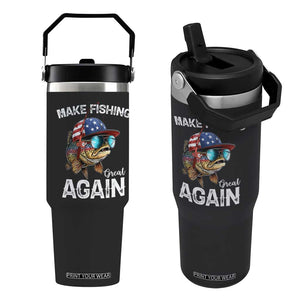 Funny Make Fishing Great Again Flip Straw Tumbler Bass Fishing TS11 One Size: 30 oz Black Print Your Wear