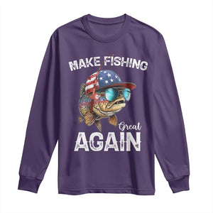 Funny Make Fishing Great Again Long Sleeve Shirt Bass Fishing TS11 Purple Print Your Wear