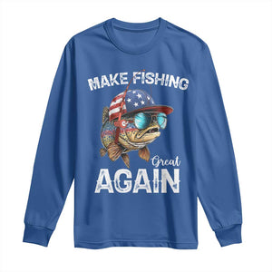 Funny Make Fishing Great Again Long Sleeve Shirt Bass Fishing TS11 Royal Blue Print Your Wear