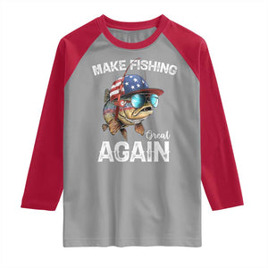 Funny Make Fishing Great Again Raglan Shirt Bass Fishing TS11 Sport Gray Red Print Your Wear