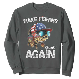 Funny Make Fishing Great Again Sweatshirt Bass Fishing TS11 Dark Heather Print Your Wear