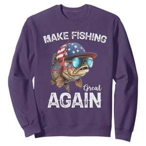 Funny Make Fishing Great Again Sweatshirt Bass Fishing TS11 Purple Print Your Wear