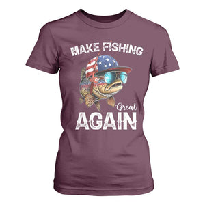 Funny Make Fishing Great Again T Shirt For Women Bass Fishing TS11 Maroon Print Your Wear
