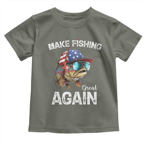 Funny Make Fishing Great Again Toddler T Shirt Bass Fishing TS11 Military Green Print Your Wear
