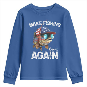 Funny Make Fishing Great Again Youth Sweatshirt Bass Fishing TS11 Royal Blue Print Your Wear