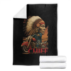 Indian American Rider Throw Blanket Respect The Native Chief Native American Motorcycle TS11 Black Print Your Wear
