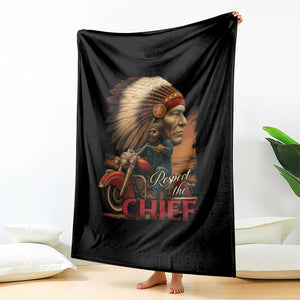 Indian American Rider Throw Blanket Respect The Native Chief Native American Motorcycle TS11 Print Your Wear