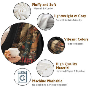 Indian American Rider Throw Blanket Respect The Native Chief Native American Motorcycle TS11 Print Your Wear