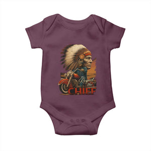 Indian American Rider Baby Onesie Respect The Native Chief Native American Motorcycle TS11 Maroon Print Your Wear