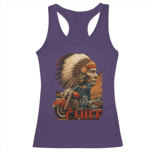 Indian American Rider Racerback Tank Top Respect The Native Chief Native American Motorcycle TS11 Purple Print Your Wear