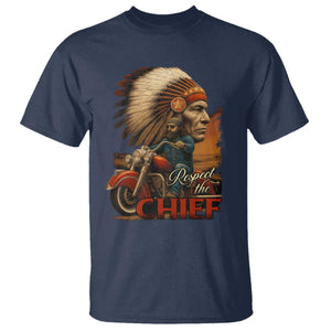 Indian American Rider T Shirt Respect The Native Chief Native American Motorcycle TS11 Navy Print Your Wear