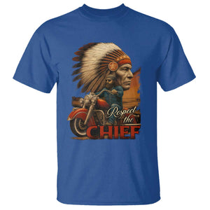 Indian American Rider T Shirt Respect The Native Chief Native American Motorcycle TS11 Royal Blue Print Your Wear
