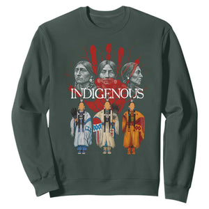 Native American Indigenous Women MMIW Red Hand Indian Sweatshirt TS11 Dark Forest Green Print Your Wear