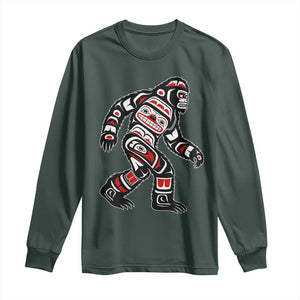 Bigfoot Native American Northwest Coast Art Long Sleeve Shirt TS11 Dark Forest Green Print Your Wear
