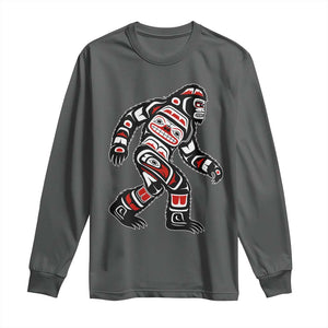 Bigfoot Native American Northwest Coast Art Long Sleeve Shirt TS11 Dark Heather Print Your Wear