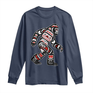 Bigfoot Native American Northwest Coast Art Long Sleeve Shirt TS11 Navy Print Your Wear