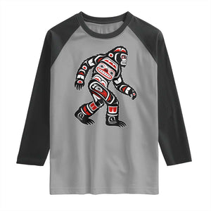 Bigfoot Native American Northwest Coast Art Raglan Shirt TS11 Sport Gray Black Print Your Wear