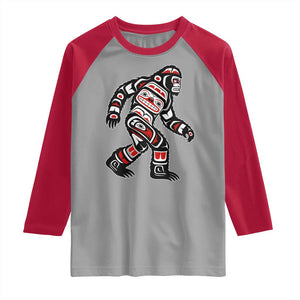 Bigfoot Native American Northwest Coast Art Raglan Shirt TS11 Sport Gray Red Print Your Wear