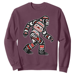 Bigfoot Native American Northwest Coast Art Sweatshirt TS11 Maroon Print Your Wear
