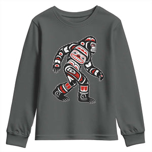 Bigfoot Native American Northwest Coast Art Youth Sweatshirt TS11 Dark Heather Print Your Wear