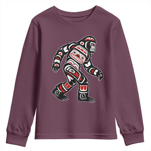 Bigfoot Native American Northwest Coast Art Youth Sweatshirt TS11 Maroon Print Your Wear